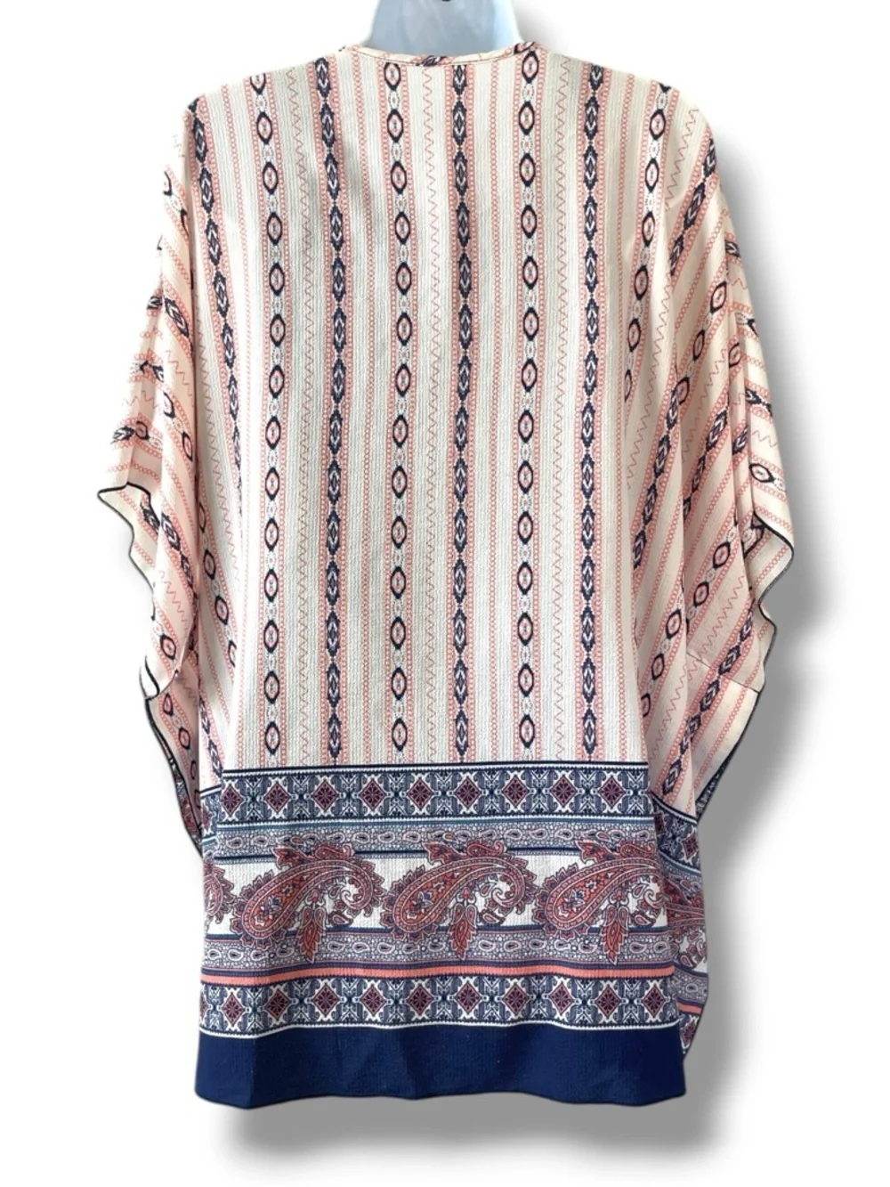Mimi USA Boho Kimono Cardigan Tribal Print Open Front Lightweight Festival Wrap